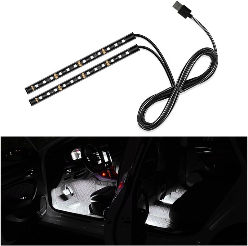 Yourkar Car LED Strip Light, 24 LED Auto Interior Under Dash Atmosphere Lights with USB Port, Vehicle Decor Lamp Ambient Night Light Strip Lighting Kit, Universal Car Accessories (White) - Image 1